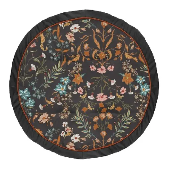 Sweet Jojo Designs Girl Baby Tummy Time Playmat Boho Floral Wildflower Black Orange and Blue image {4}