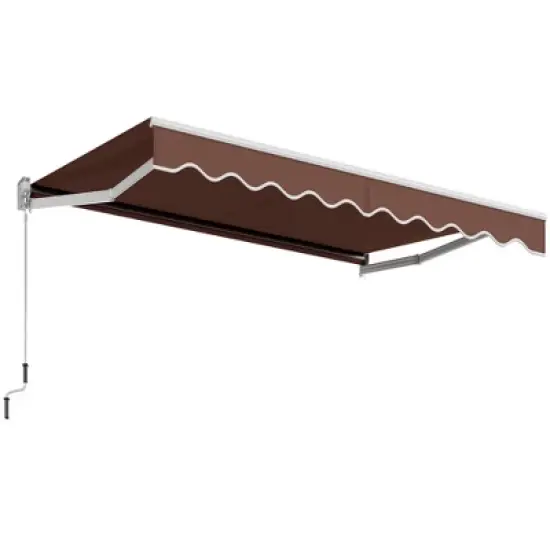 Costway 10' x 8.2' Retractable Awning Sunshade Shelter Manual Crank Handle Coffee image {8}