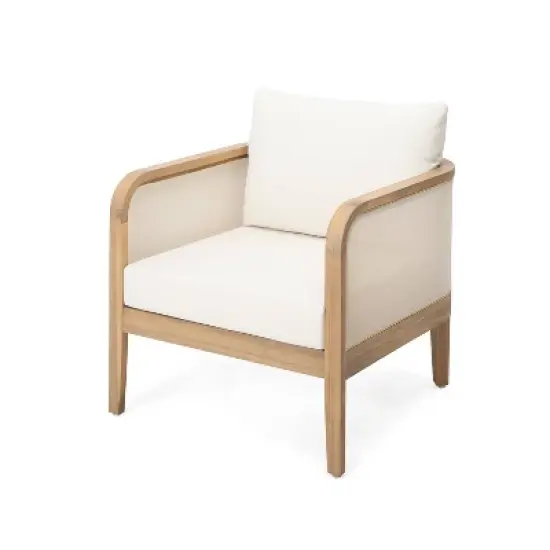 Christopher Knight Home Linksy Modern Patio Acacia Club Chair Water Repellent Cushion image {3}