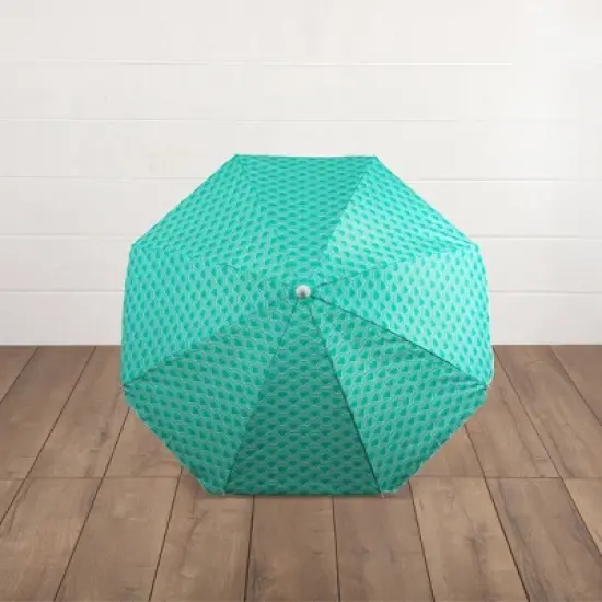 Picnic Time 5.5' Mermaid Beach Compact Umbrella - Teal image {2}