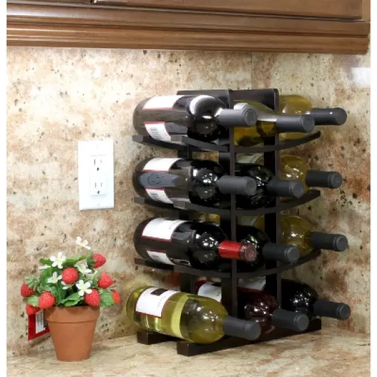 Oceanstar 12-Bottle Dark Espresso  Wine Rack image {5}