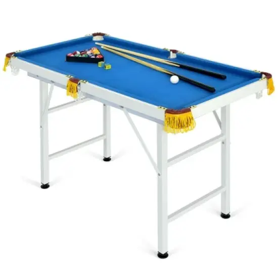 Costway 47'' Folding Billiard Table Pool Game Table for Kids w/ Cues & Chalk & Brush image {9}