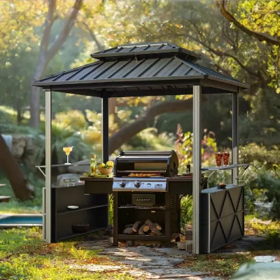 EROMMY 8 Ft. W x 6 Ft. D Aluminum Grill Gazebo image {3}