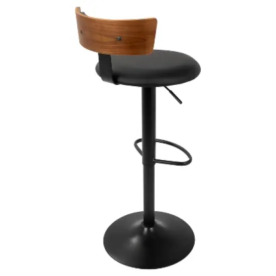 Weller Contemporary Barstool with Black Frame Walnut Wood/Black - Lumisource image {2}