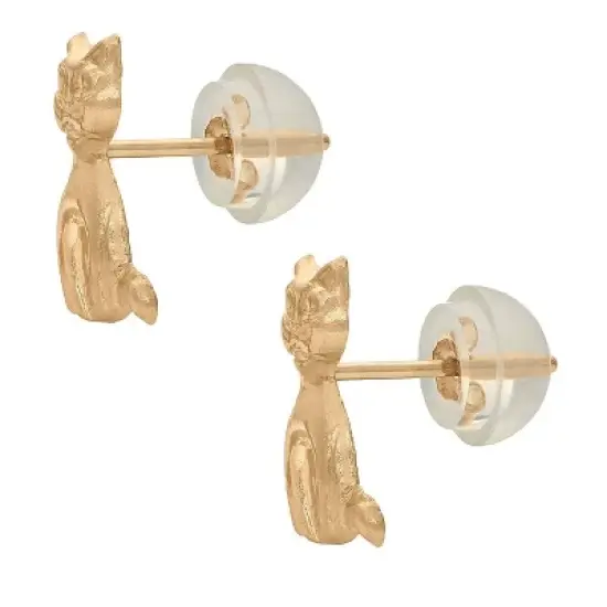 Tiara Kid's Kitten Stud Earrings in 14K Gold image {1}