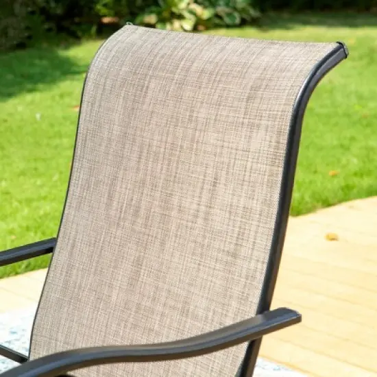 Captiva Designs 7pc Patio Dining Set with Steel Frame Rectangle Table & C-spring Sling Chairs image {4}