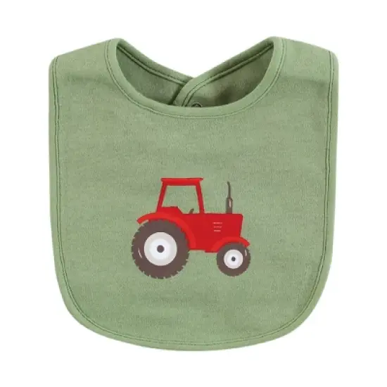 Hudson Baby Infant Boys Cotton Bibs, Green Farm Animals, One Size image {6}