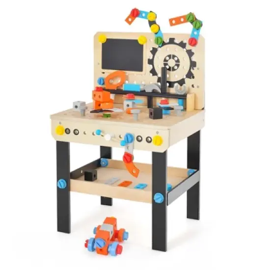 Costway Kids Tool Bench, Pretend Play Workbench with Tools Set & Realistic Accessories image {9}