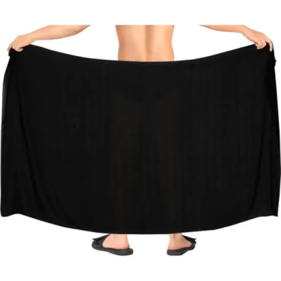 LA LEELA Men's Casual Summer Sarong Pareo Wrap One Size Black image {2}