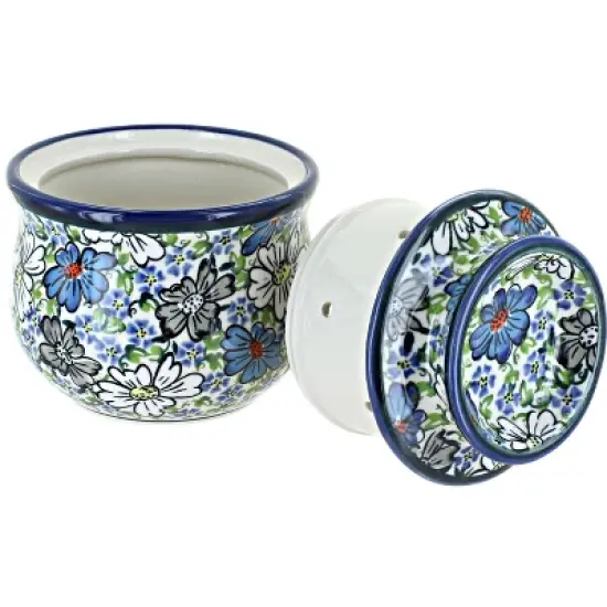 Blue Rose Polish Pottery 1512 Zaklady French Butter Dish image {1}