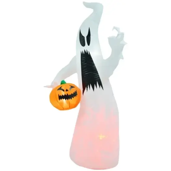 Whisen Halloween Inflatable Outdoor Decoration Ghost with Pumpkin, Blow Up LED Yard Decor - White image {7}