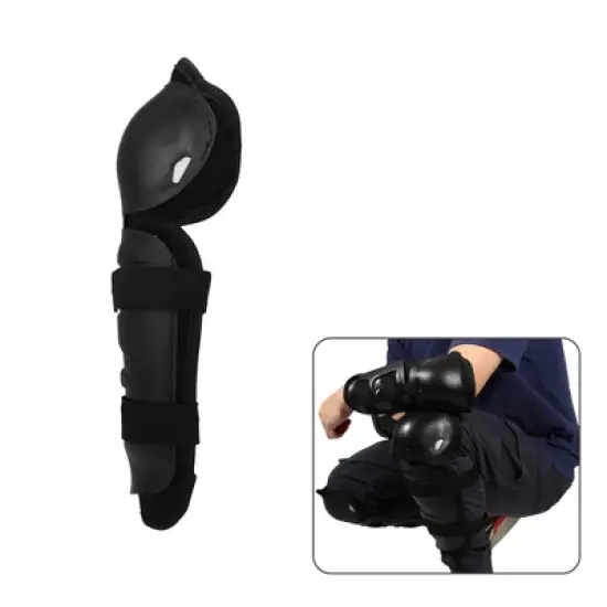 Unique Bargains Roundhead Motorcycle Knee Elbow Pads Motorcycle Knee Guards with Adjustable Strap for Adults Black 4 Pcs image {4}