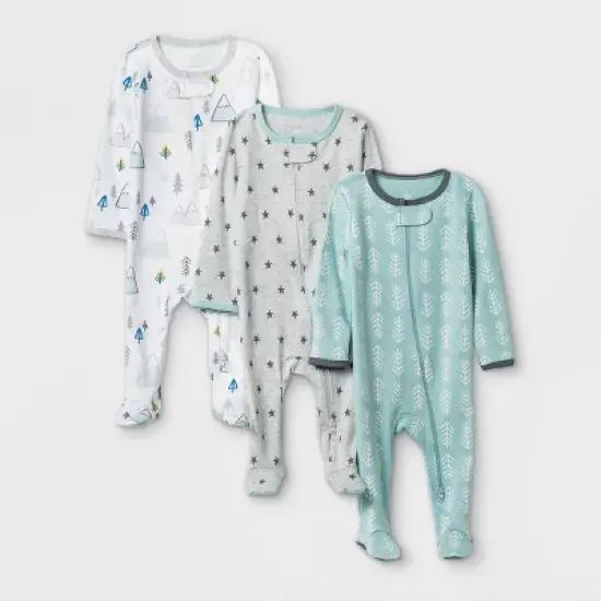 Baby Boys' 3pk Pandas Zip-Up Sleep N' Play - Cloud Island&trade; Heather Gray image {9}