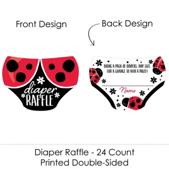 Big Dot of Happiness Happy Little Ladybug - Diaper Shaped Raffle Ticket Inserts - Baby Shower Activities - Diaper Raffle Game - Set of 24 image {2}