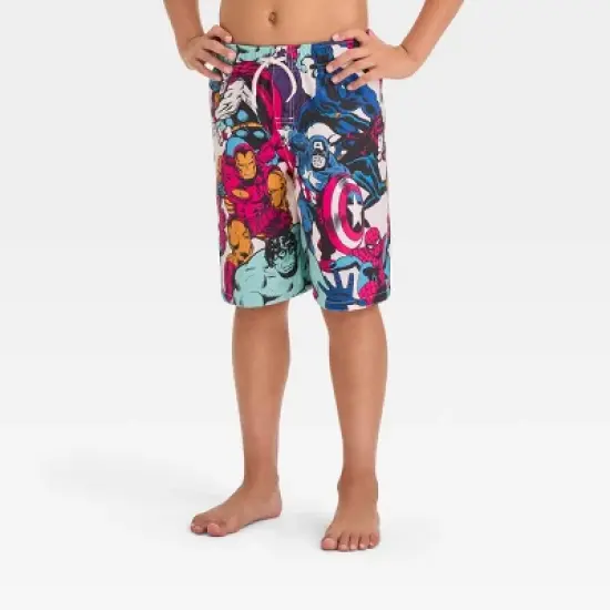 Boys' Marvel Fictitious Character Swim Shorts - White/Blue/Orange image {3}