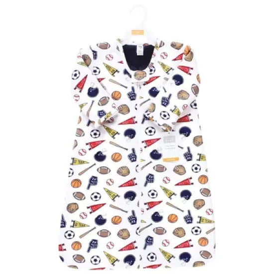 Hudson Baby Infant Boy Long Sleeve Plush Faux Fur Sleeping Bag, Wearable Blanket, Sports Fan image {1}