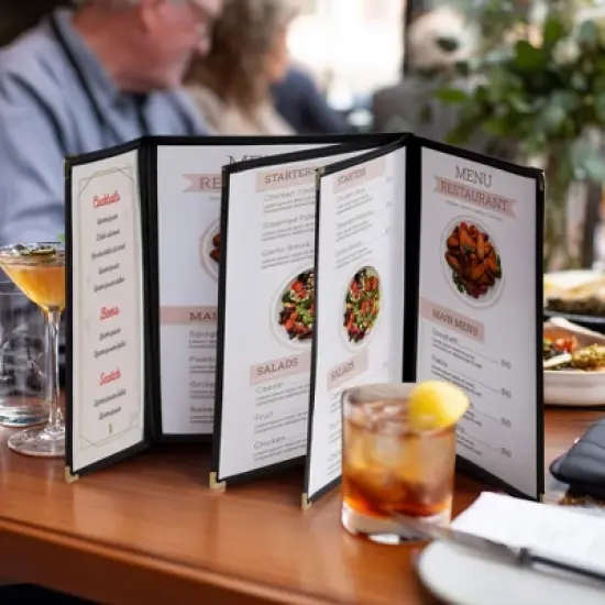 WeChef 30 Pcs Menu Covers 8.5x11" 4 Page 8 View & 4.25x11" Half Page Wine List image {8}