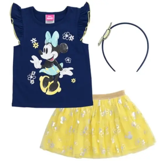 Disney Descendants Uma Audrey Evie Minnie Mouse Girls T-Shirt Skirt and Headband 3 Piece Outfit Set Toddler to Big Kid image {9}
