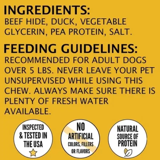 Hubert Pet Gourmet Duck Wrapped Rawhide Twists Natural Dog Treats, Grain Free, Low Ingredient, USA Tested -2 lb Resealable Value Pack image {7}