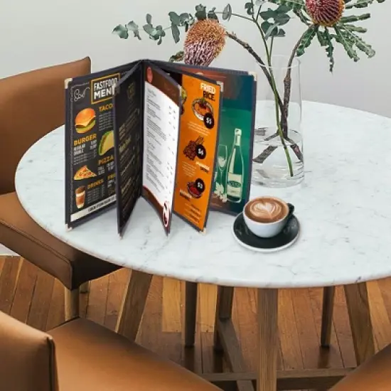 WeChef 20 Menu Covers 5 Page 10 View 8.5 x 14" Legal Restaurant Cafe Fold Black image {7}