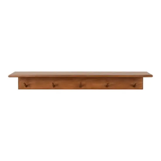 36" x 5" Alta Wood Shelf with 5 Posts Walnut Brown - Kate & Laurel All Things Decor image {1}