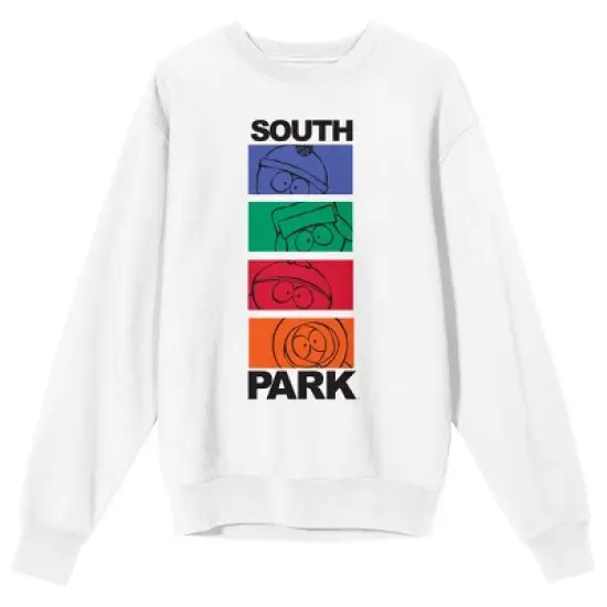 South Park Sketch Art Crew Neck Long Sleeve White Adult Sweatshirt image {2}