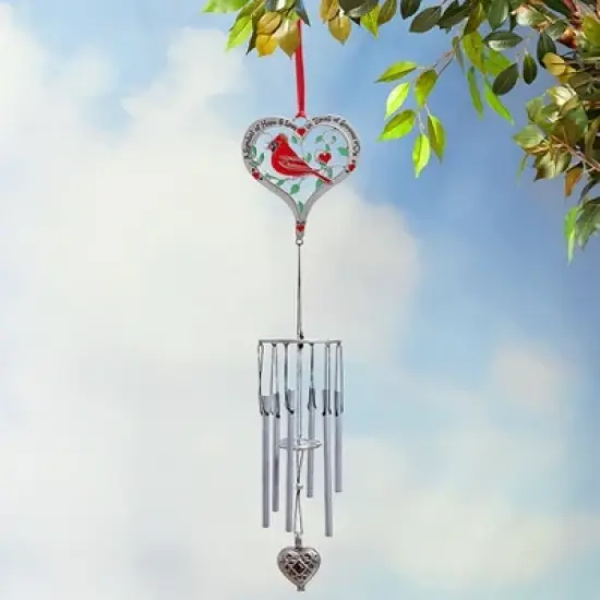 The Lakeside Collection Memorial Cardinal Wind Chime W/Heart Ash Locket image {6}