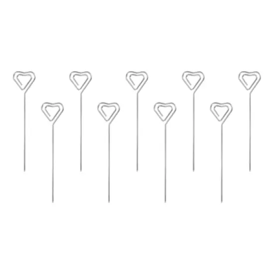 Unique Bargains Reusable Drink Appetizer Stainless Steel Heart Head Cocktail Picks 5" 9 Pcs image {4}