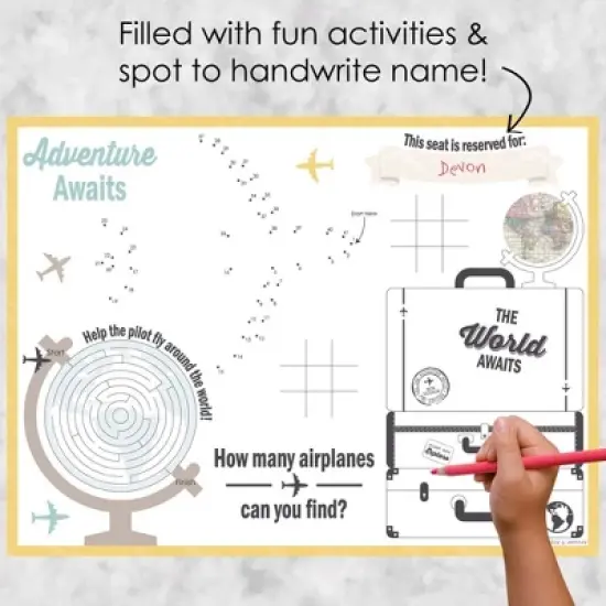 Big Dot of Happiness World Awaits - Paper Travel Themed Birthday Party Coloring Sheets - Activity Placemats - Set of 16 image {1}