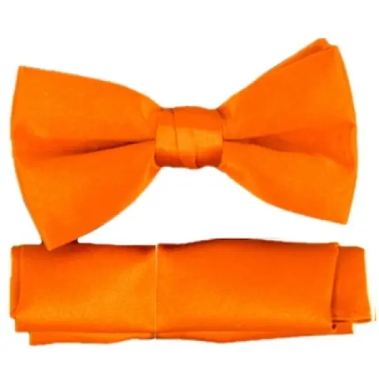 New Men's Solid Pre Tied Bow Tie and Hanky Set image {18}