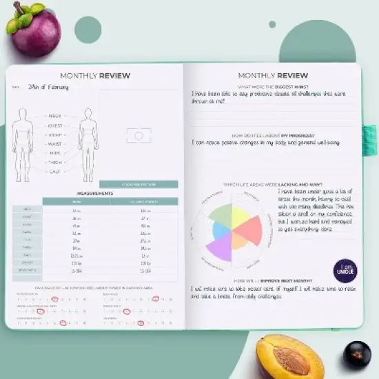 Undated Wellness Planner 6 Months Weekly/Daily 8"x5.5" Turquoise - Clever Fox image {5}