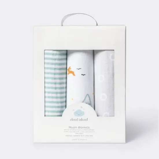 Muslin Swaddle Blankets Adventure - Cloud Island&trade; Blue 3pk image {2}