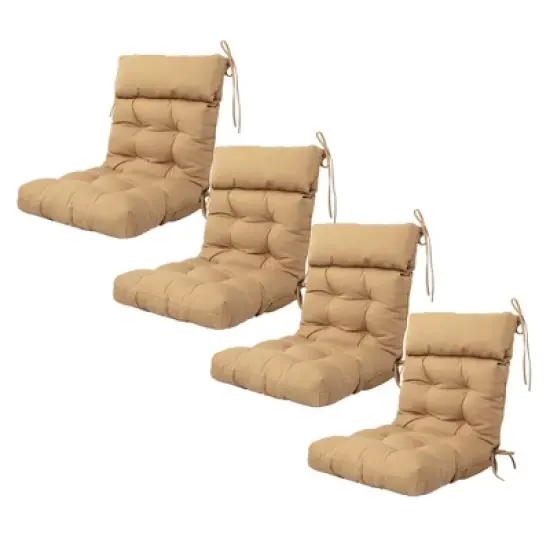 ARTPLAN Patio Chair Cushion,Tufted Adirondack Outdoor Chair Cushion,Wicker High Back Outdoor Seat Cushion,Set of 4,21"X21"X4" (4 Pack) image {14}
