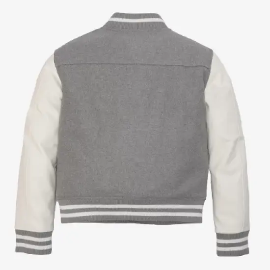 X RAY Boy's Wool Varsity Bomber Jacket With Grainy PU Sleevees image {1}