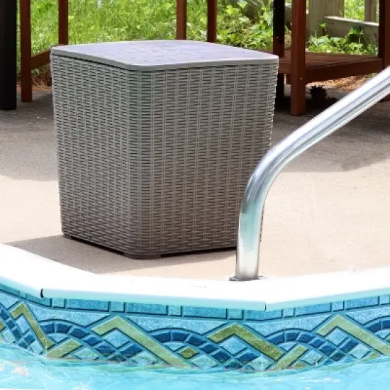 Sunnydaze Rattan Design Outdoor Side Table with Storage - 11.5-Gal. image {1}