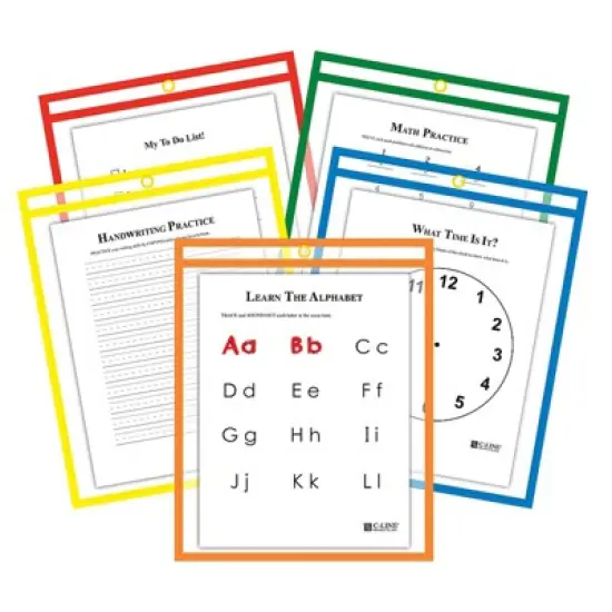 C-Line&reg; Reusable Dry Erase Pockets, Primary Colors, 9 x 12, Pack of 25 image {1}