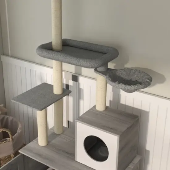 Multipet Cat Tree with Litter Box Enclosure, Condo, Bed, Hammock, Scratching Posts, and Platforms image {3}
