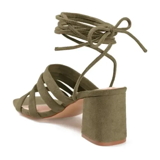 Journee Collection Womens Sevyn Open Square Toe Block Heel Sandals Green 11 image {6}