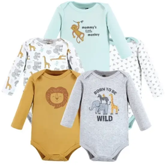 Hudson Baby Infant Boy Cotton Long-Sleeve Bodysuits, Little Monkey image {7}