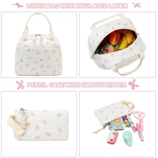 School Backpack for Girls Kids Teens Cute School Bookbag Set with Insulated Lunch Box Pencil Case Back to School Student Ages 6-12 image {4}