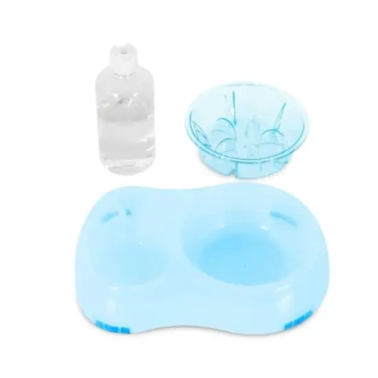 ANYPET Slow Feeder Bowl, Elevated, Double Transparent for Cats, Small Dogs, Pet Automatic Water Feeder with Water Bottle, Blue image {1}