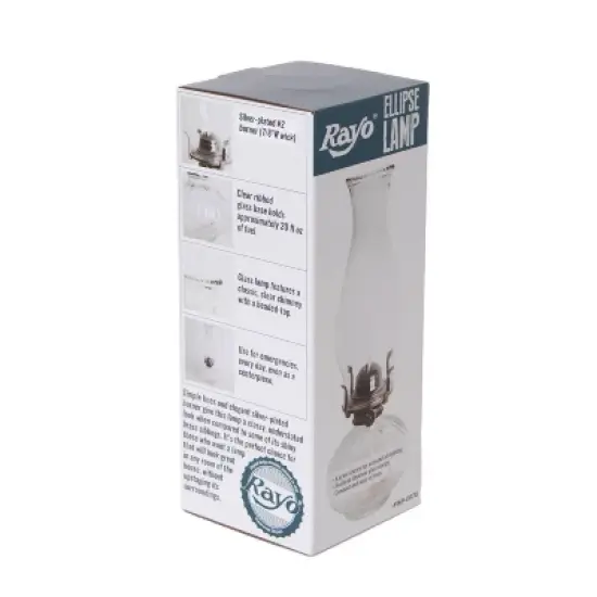 Lehman's Rayo Ellipse Oil Lamp, Indoor Non-Electric Lighting for Everyday or Emergencies, Clear Glass Font and Chimney, Silver-Plated Burner, 13 inch image {2}