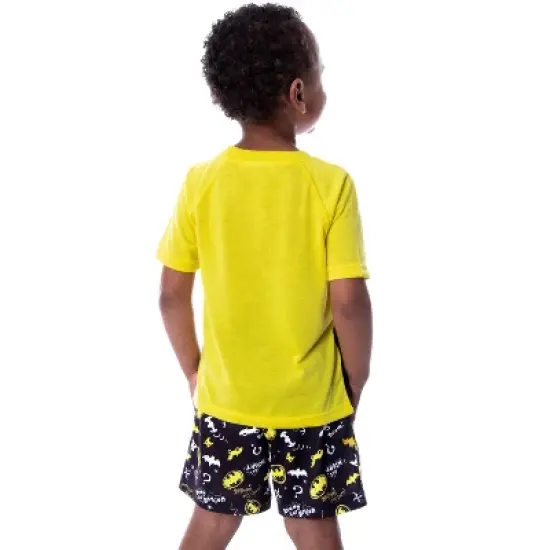 DC Comics Toddler Boys' Batman Pajamas Ready For Action 2 Piece Pajama Set Yellow/Black image {2}