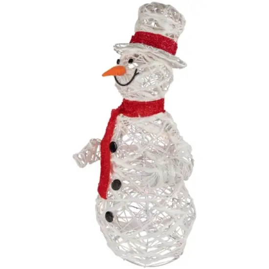 Northlight Lighted Glittered Rattan Snowman Outdoor Christmas Decoration - 28" - Clear Lights image {4}