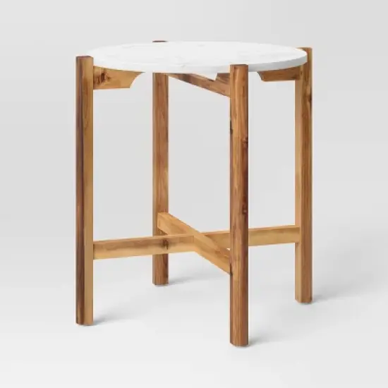 Wood and Marble Accent Table Natural - Threshold&trade; image {5}