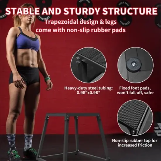 COZONY Plyometric Jump Box, 12/18/24/30 in Jump Platform, Anti-Slip Plyometric Box for Step Ups, Strength & Conditioning image {3}