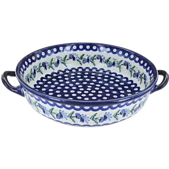 Blue Rose Polish Pottery 1455 Zaklady Round Casserole with Handles image {9}