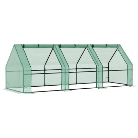 Outsunny Mini Greenhouse Portable Hot House with Large Zipper Doors & Water/UV PE Cover for Outdoor and Garden image {7}