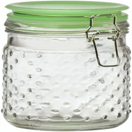 Amici Home Emma Jade Hobnail Glass Jar, Set of 2 Sizes, Hermetic Airtight Lid For Store Dry Goods, Flour, Pasta, or Snack,24 & 36 Ounce image {2}