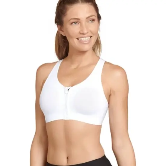 Jockey Women's Seamfree Mid Impact Zip Front Sports Bra image {3}